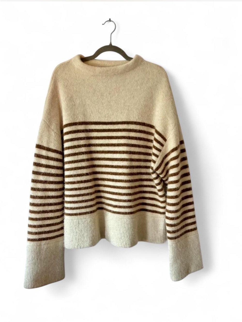 Zara Limited Edition Wool & Alpaca Blend Striped Sweater oversized L like new